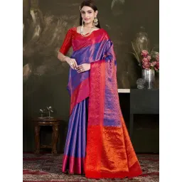 Mimosa Blue Woven Saree With Unstitched Blouse-picture-33