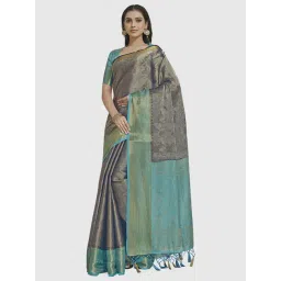 Mimosa Navy Silk Woven Saree With Unstitched Blouse-picture-36