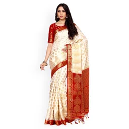 MIMOSA Off-White Art Silk Woven Design Kanjeevaram Saree-picture-16