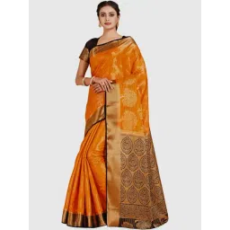 Mimosa Orange Woven Sarees With Blouse-picture-25