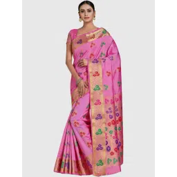 Mimosa Pink Woven Sarees With Blouse-picture-31