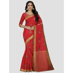 Mimosa Red Woven Saree With Unstitched Blouse-picture-13