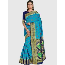 Mimosa Sky Blue Woven Sarees With Blouse image 1