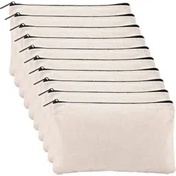 mincer Pouches Travel Toiletry Bag Pen Pencil Blank DIY Craft Zipper Bag | Cotton Canvas Makeup Bags Bulk, Plain Cosmetic Purse for Travel Craft School (White) (Pack of 4)-picture-35