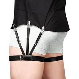 mincerfit Mens Shirt Stays Upgrade Adjustable Elastic Garter Military Shirts Steel Clip Holder with Non-slip Locking Clamps Black Color-picture-31