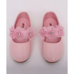 Mine Sole Beaded & Stone Detailed Flower Applique Embellished Bellies With Glossy Finish - Pink image 5