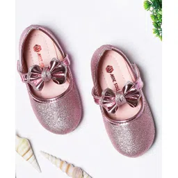 Mine Sole Bow Applique Detailed Glittered Mary Jane Ballerinas - Pink-picture-10