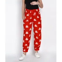 Mine4Nine Rayon Woven Abstract Printed High Waist Maternity Joggers - Red-picture-16