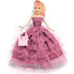 mini gifts Doll Set with Rose Gold Frock Dress and Bag-picture-42