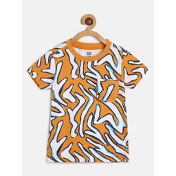 MINI KLUB Boys Abstract Printed Round Neck Pure Cotton T-shirt-picture-33