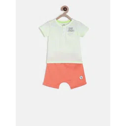 MINI KLUB Boys Green & Orange Solid T-shirt with Shorts-picture-20