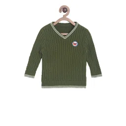 MINI KLUB Boys Green Self Design Pullover Sweater-picture-43