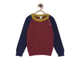 MINI KLUB Boys Maroon & Navy Blue Solid Pullover Sweater-picture-18
