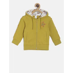 MINI KLUB Boys Mustard Yellow Solid Hooded Sweatshirt-picture-23