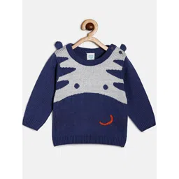 MINI KLUB Boys Navy Blue & Grey Animal Graphics Pullover with Embroidered Detail-picture-57