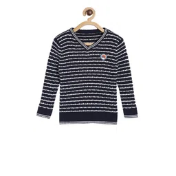 MINI KLUB Boys Navy Blue & White Striped Pullover Sweater-picture-27