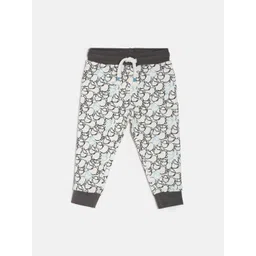 MINI KLUB Boys Off White & Black Printed Slim Fit Joggers-picture-51