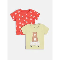 MINI KLUB Boys Pack Of 2 Animal Printed Round Neck Cotton T-shirts-picture-14