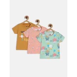 MINI KLUB Boys Pack Of 3 Graphic Printed Round Neck Cotton T-shirts-picture-38