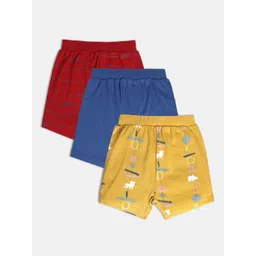 MINI KLUB Boys Pack Of 3 Printed Regular Fit Mid-Rise Pure Cotton Shorts-picture-26