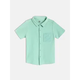 MINI KLUB Boys Spread Collar Textured Cotton Casual Shirt-picture-33