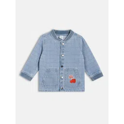 MINI KLUB Boys Stand Collar Cotton Denim Jacket With Patchwork-picture-39