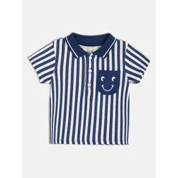 MINI KLUB Boys Striped Polo Collar Cotton T-shirt image 1