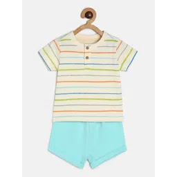 MINI KLUB Boys Striped Pure Cotton T-shirt with Shorts-picture-26