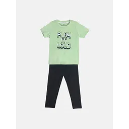 MINI KLUB Boys Typography Printed Pure Cotton T-shirt With Trousers-picture-23