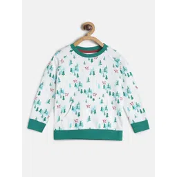 MINI KLUB Boys White & Green Printed Cotton Sweatshirt-picture-55