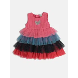 MINI KLUB Colourblocked Round Neck Cotton Fit & Flare Dress-picture-31