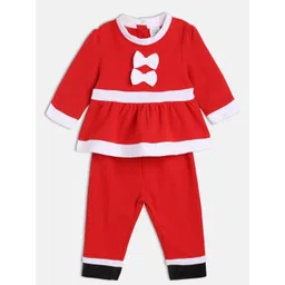 MINI KLUB Colourblocked Round Neck Long Sleeves Pure Cotton Top With Trouser With Cap-picture-18