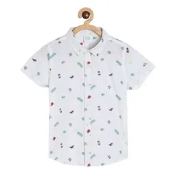 MINI KLUB Cotton Half Sleeves Skate Board Printed Shirt - White-picture-11