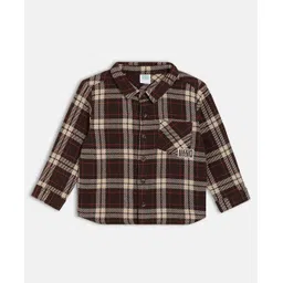 MINI KLUB Cotton Knit Full Sleeves Tartan Checked Shirt - Brown-picture-28