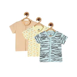 MINI KLUB Cotton Pack Of 3 Half Sleeves Animal & Abstract Printed Vests - Multi Colour-picture-21