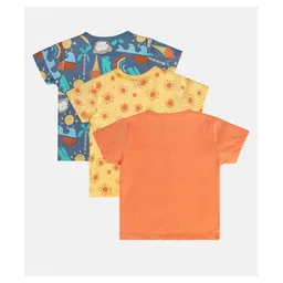 MINI KLUB Cotton Pack Of 3 Half Sleeves Sun & Ice Cream Printed Vests - Blue Yellow & Orange image 3