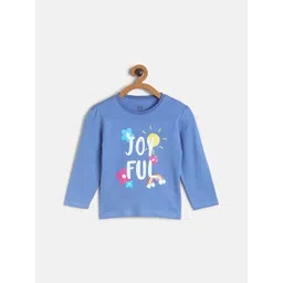 MINI KLUB Girls Blue Printed Pure Cotton Regular Top-picture-57