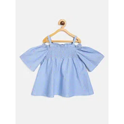 MINI KLUB Girls Blue Printed Pure Cotton Top-picture-57