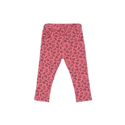MINI KLUB Girls Coral Pink Floral Print Ankle Length Trousers-picture-22