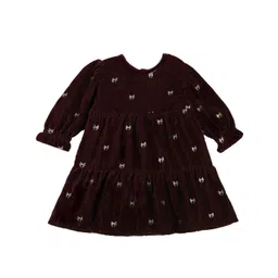 MINI KLUB Girls Embroidered Puff Sleeves A-Line Dress-picture-32