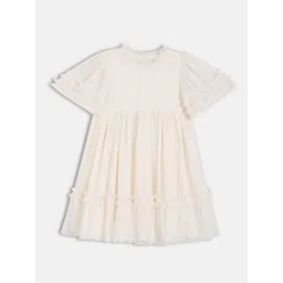 MINI KLUB Girls Floral Embroidered Gathered or Pleated A-Line Midi Dress-picture-51