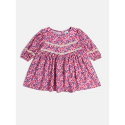 MINI KLUB Girls Floral Printed A-Line Dress-picture-28