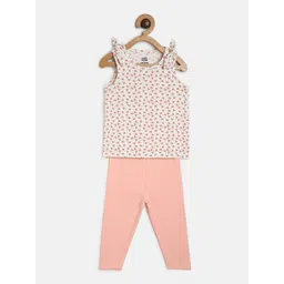 MINI KLUB Girls Floral Printed Sleeveless Top With Leggings-picture-25
