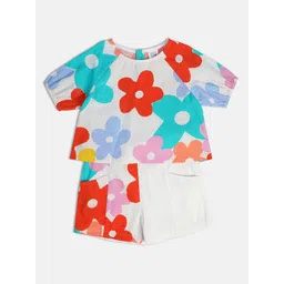 MINI KLUB Girls Floral Printed T-shirt With Shorts-picture-24