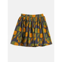 MINI KLUB Girls Green & Yellow Printed Organic Cotton Above Knee Skirts-picture-37