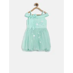 MINI KLUB Girls Green Embellished A-Line Dress-picture-25