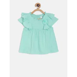 MINI KLUB Girls Green Solid A-Line Pure Cotton Top-picture-42