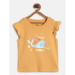 MINI KLUB Girls Mustard Yellow & Blue Printed Regular Top-picture-45
