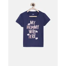 MINI KLUB Girls Navy Blue Printed Pure Cotton Top-picture-39