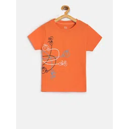 MINI KLUB Girls Orange Printed Round Neck T-shirt-picture-48